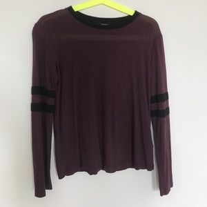 Maroon varsity striped tee