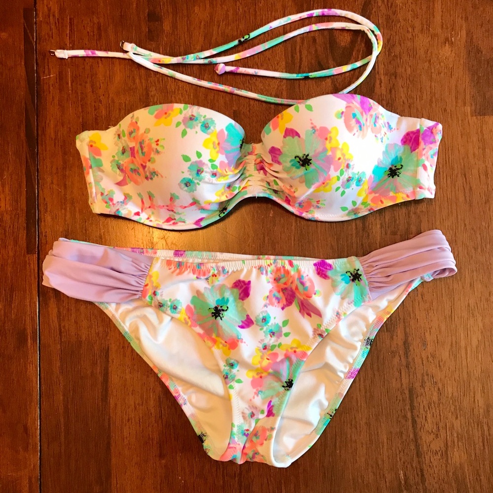Victoria Secret floral bandeau bikini 34b/small
