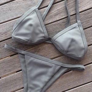 Gray Bikini - Spaghetti strap low waist