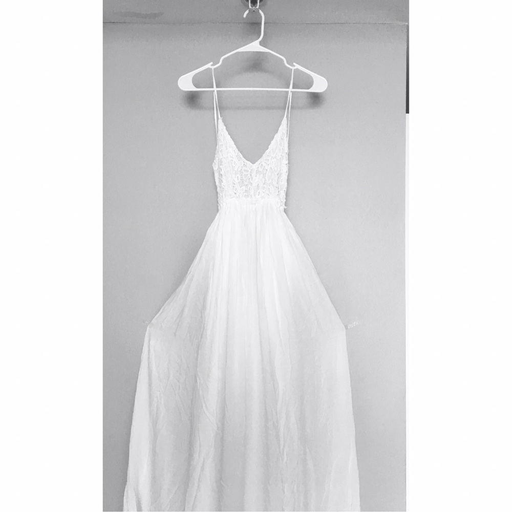 White boho lace top dress