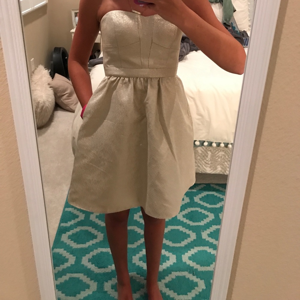 Gold glitter cocktail dress