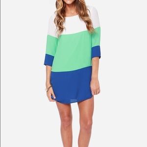 NWT Lulus Shift Mint and Blue Dress (small)