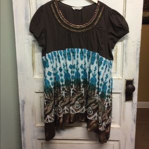 Brown upcycled tunic / dressie size XL