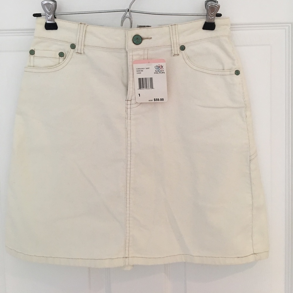 Cream corduroy skirt by Nikki Hilton