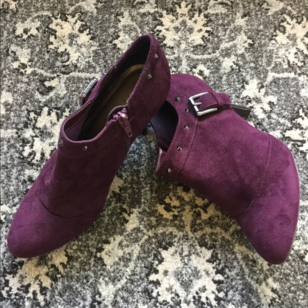 Purple Booties with Metallic Details.