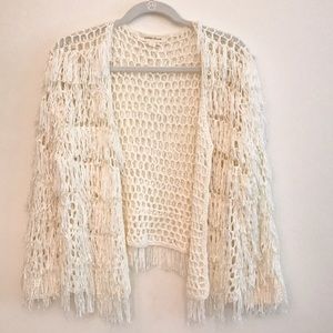 Painted Threads Fringed Cardigan (cream/off white)