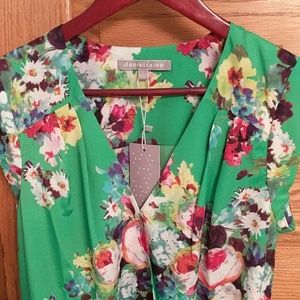 Floral green blouse NWT