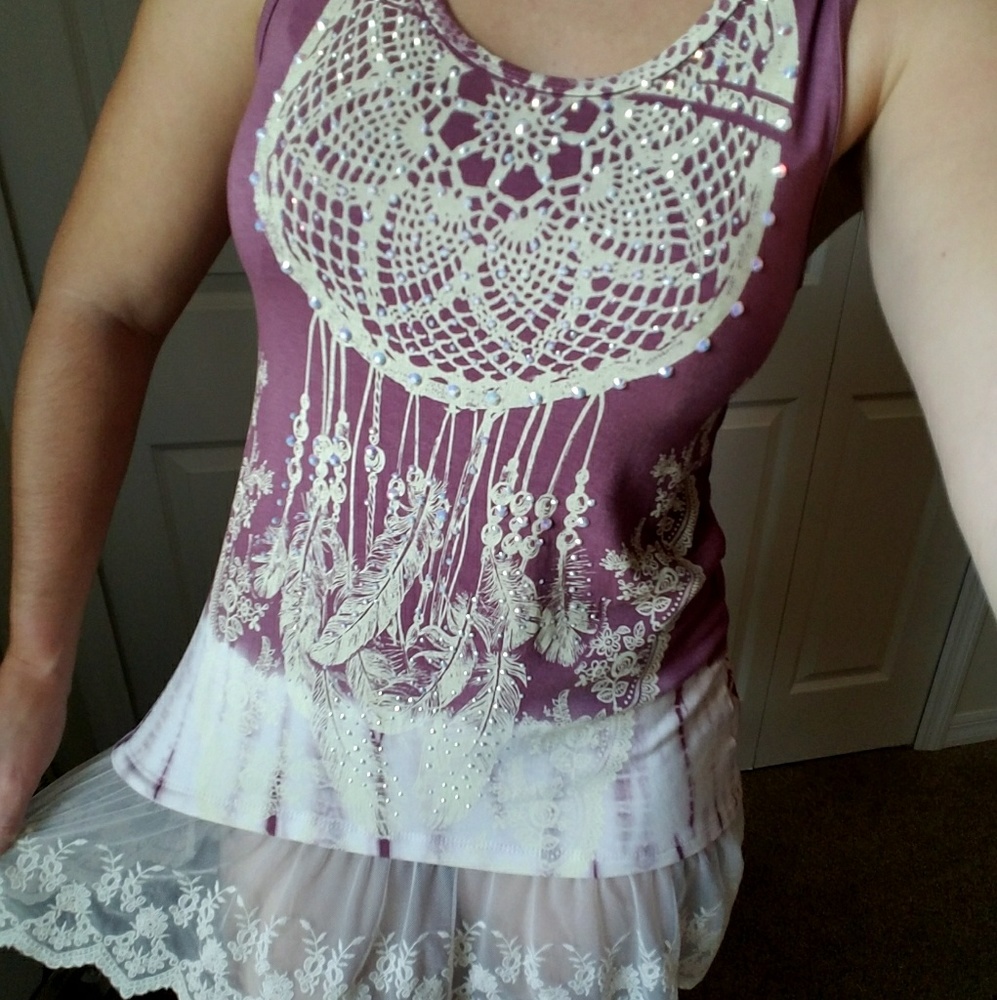 NWT Vocal pink dream catcher long blouse