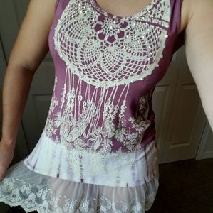 NWT Vocal pink dream catcher long blouse