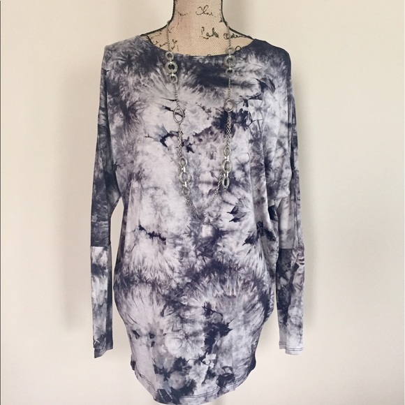 Last 1! Black/taupe tie dye tunic - Picture 3 of 5