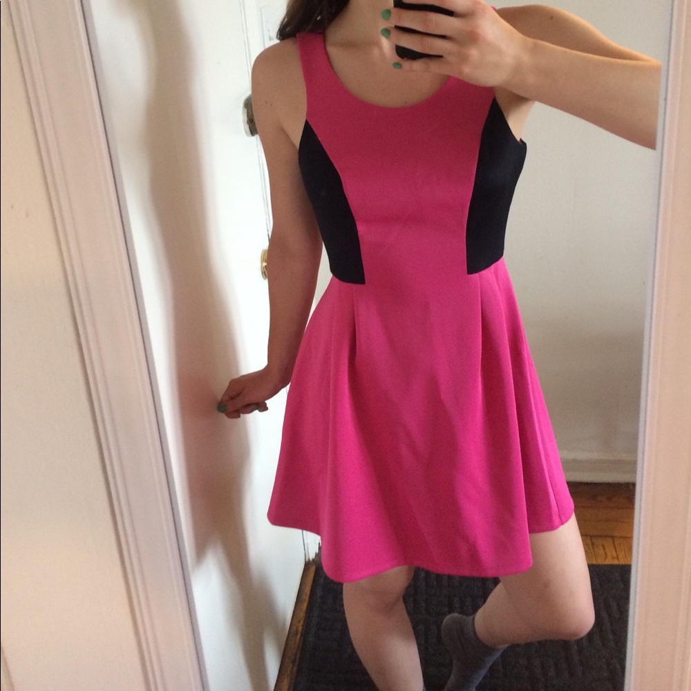 Material Girl pink skater dress
