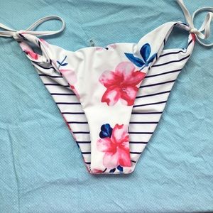 REVERSIBLE swim bottoms - floral/stripes.