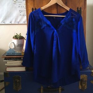 American Eagle royal blue sheer top