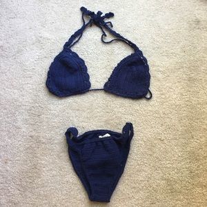 Blue knitted swimsuit