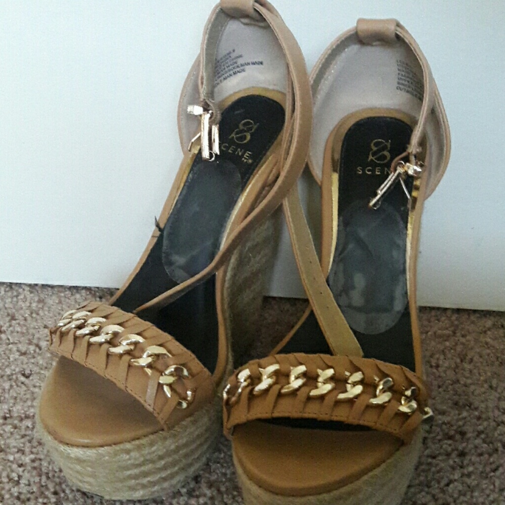 SCENE HIGH HEEL Tan wedges