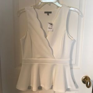 White peplum scallop top