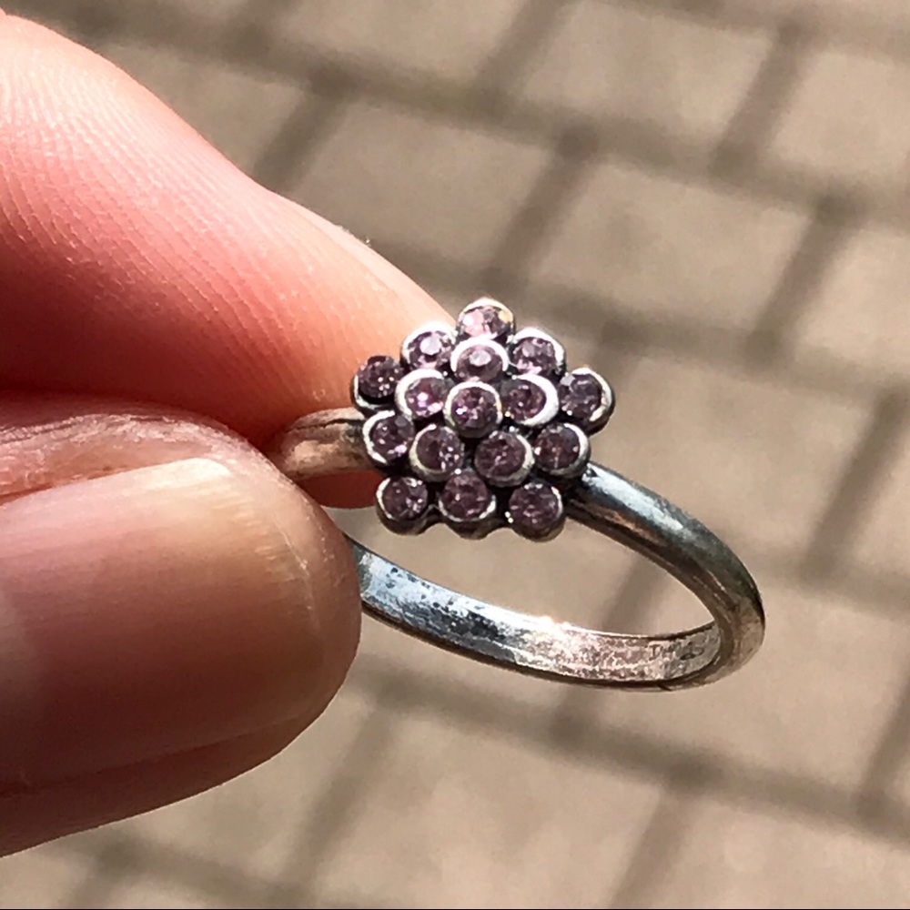 Pink rhinestone cluster ring