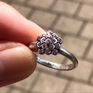 Pink rhinestone cluster ring