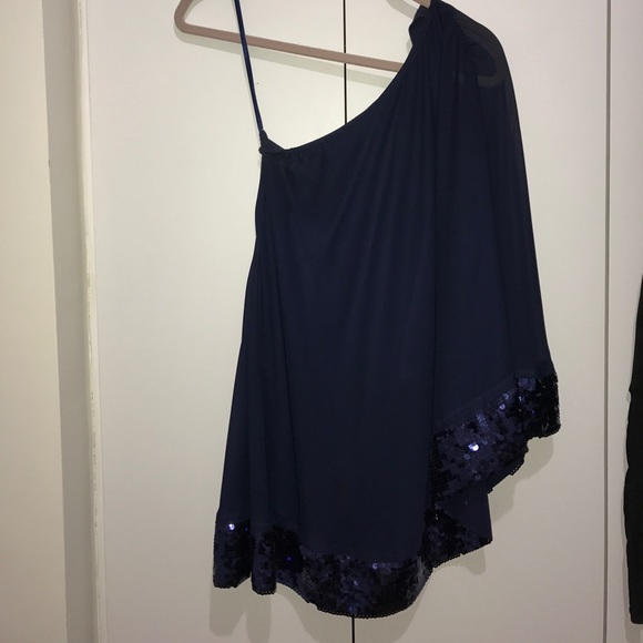 One shoulder navy dress - Picture 1 of 1