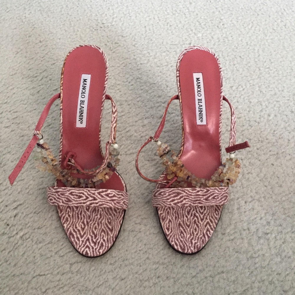 ✨Manolo Blahnik Ankle Bead Strap Stilettos 👡