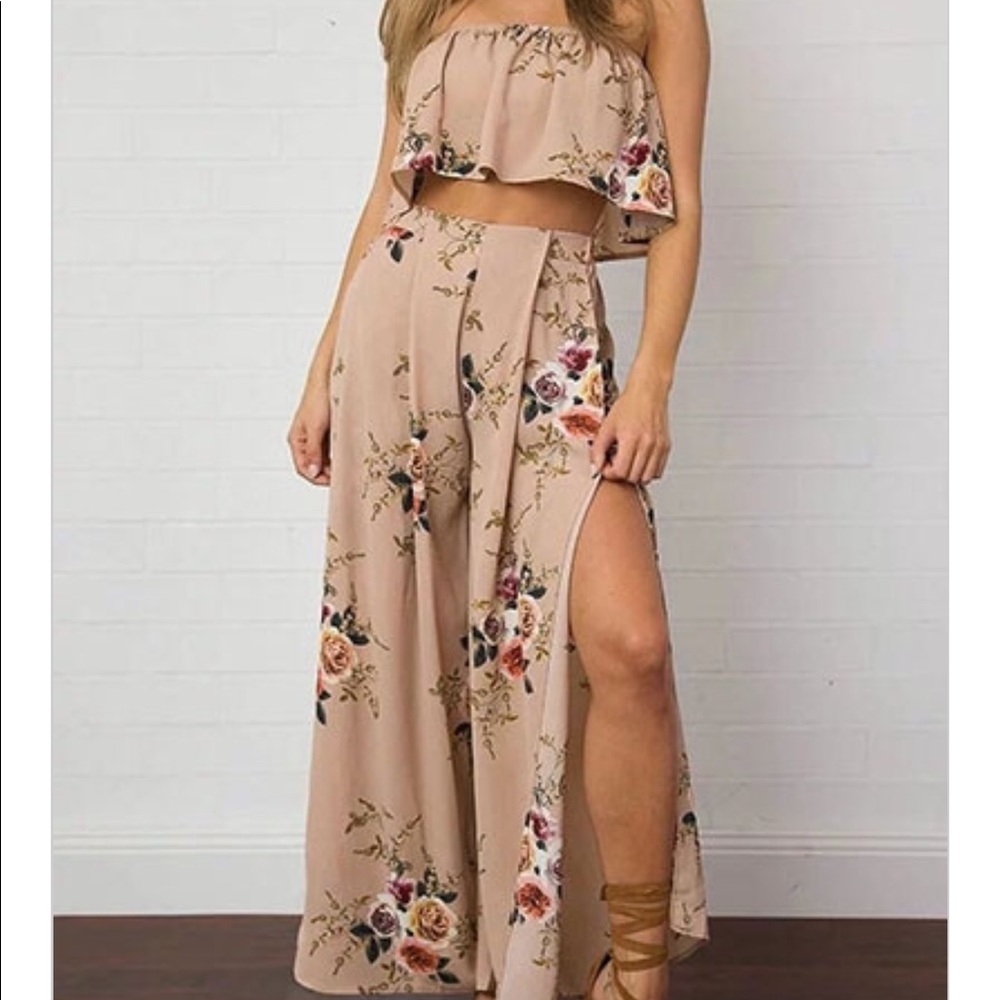 Romantic atmosphere khaki two piece outfit