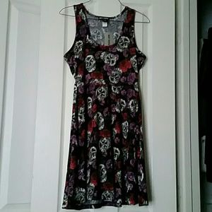 Hot topic floral skull skater dress