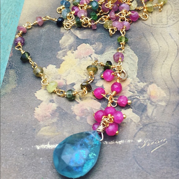 Handmade Tourmaline Rubies and Fluorite Nacklace - Picture 3 of 7