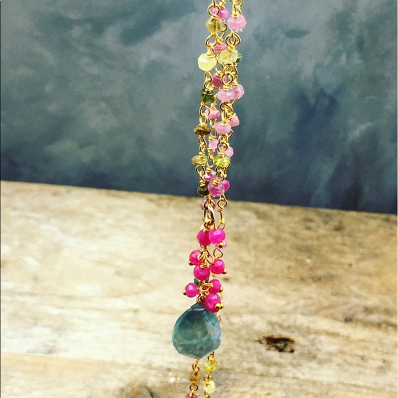 Handmade Tourmaline Rubies and Fluorite Nacklace - Picture 4 of 7