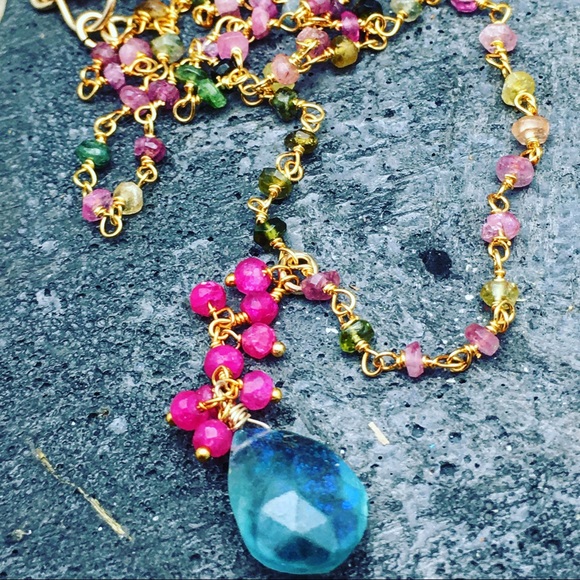 Handmade Tourmaline Rubies and Fluorite Nacklace - Picture 5 of 7