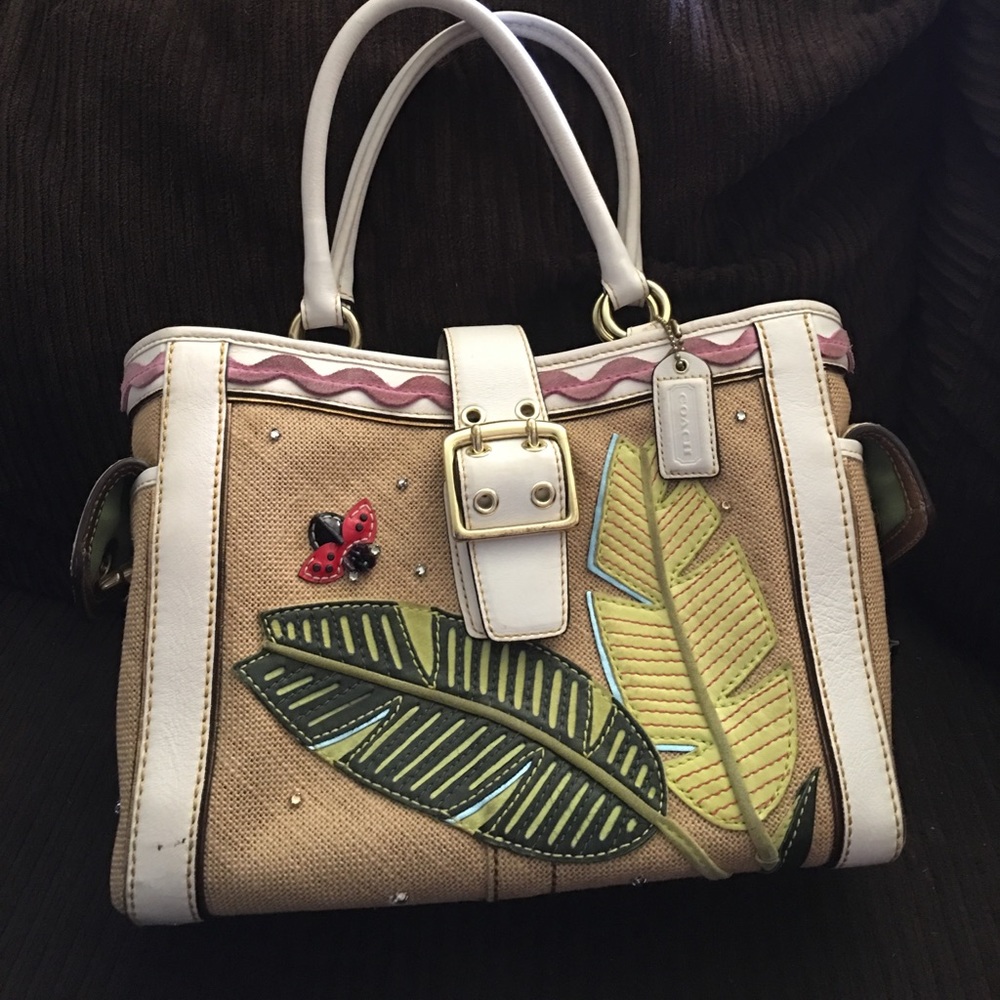 Coach Lady Bug Limited Edition Leather and straw