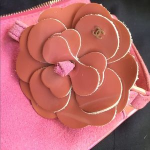 Chanel pink suede Camilla wristlet