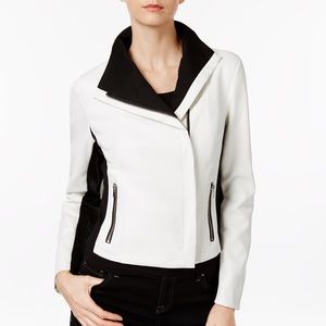 Modern chic, faux leather blazer style jacket