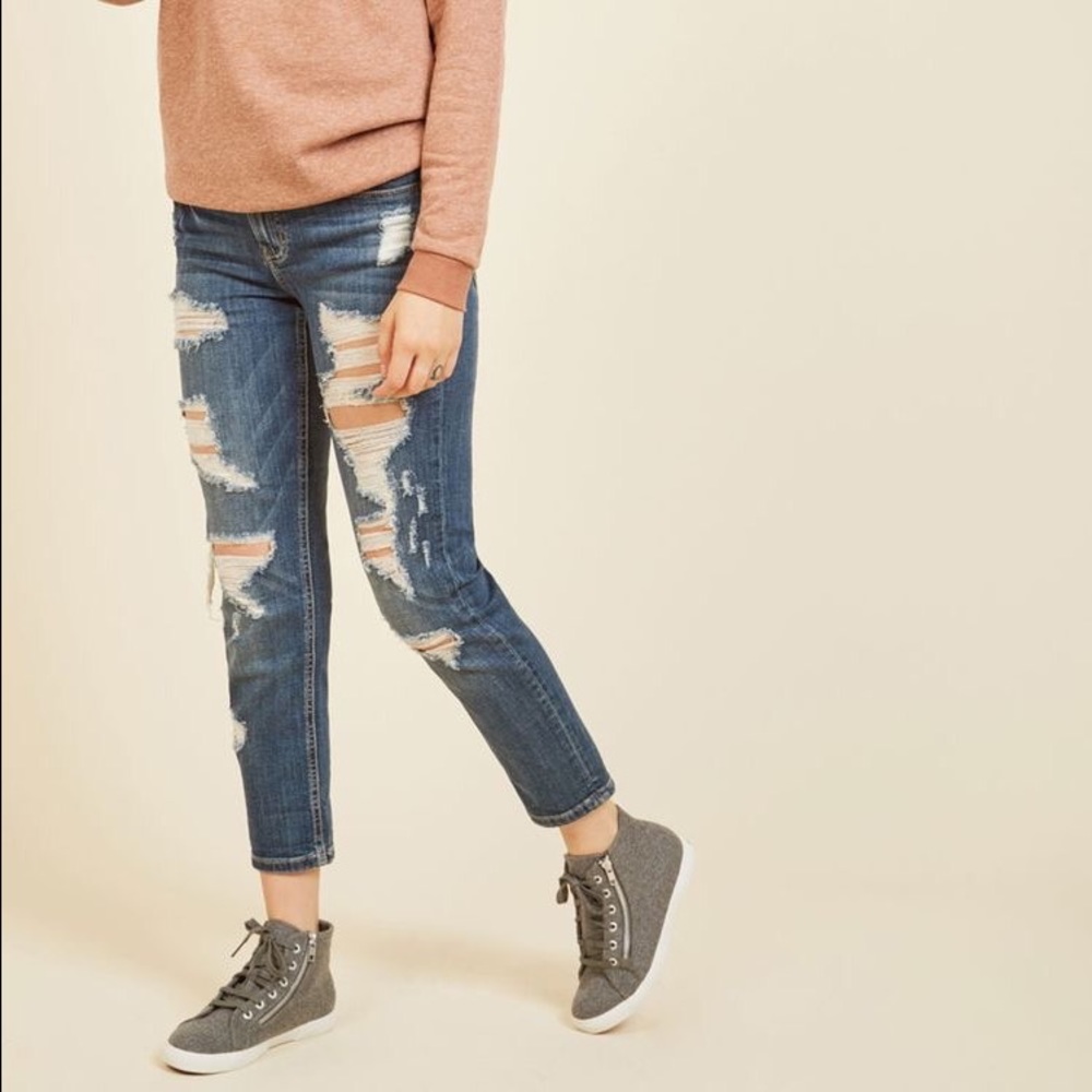 New "Rocked regularly" distressed cropped jeans