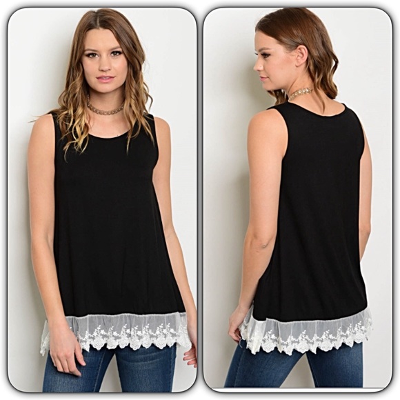 🔵CLEARANCE🔵Lace Ruffle Hem Tunic Tank Top SM - Picture 5 of 5