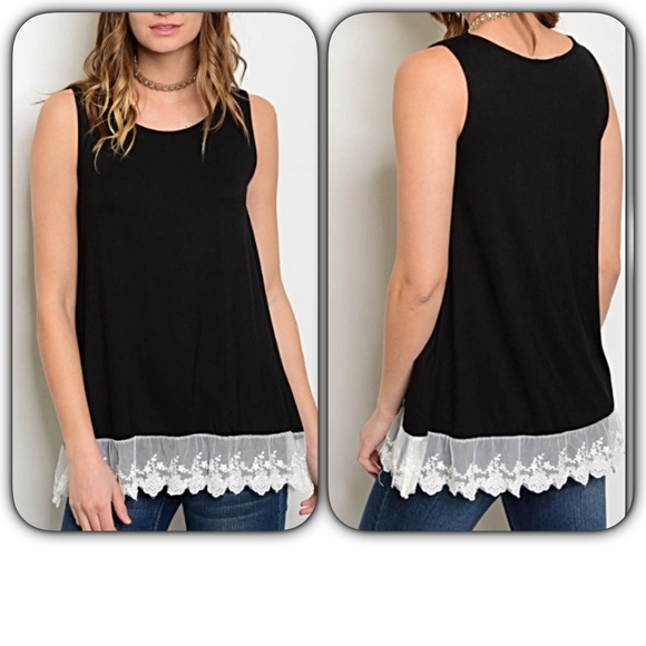 🔵CLEARANCE🔵Lace Ruffle Hem Tunic Tank Top SM - Picture 2 of 5