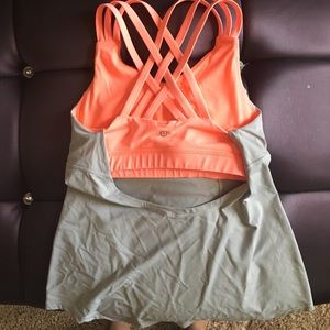 Lululemon Top. Size 6. Light Gray, Coral.