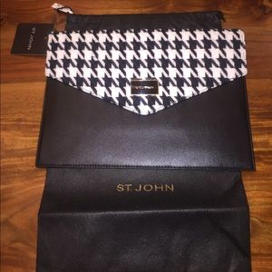 St John Wool Leather Clutch 12" x 8.5" w/dust bag