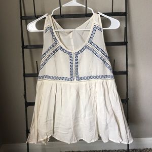 Cream Tank top with blue detailing