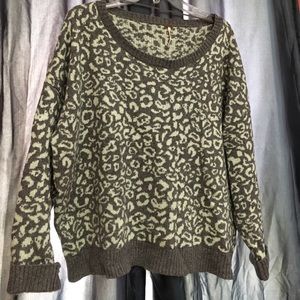 Chunky boho leopard print pullover