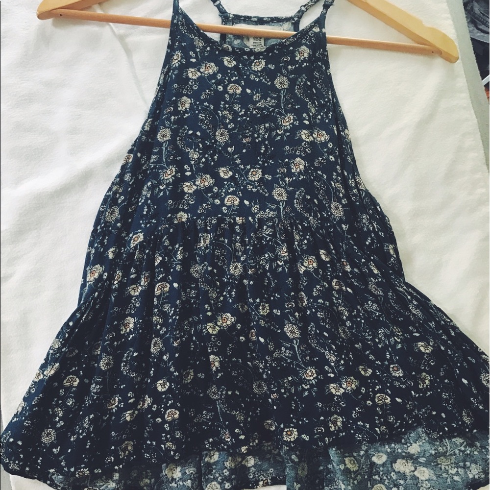 AE Navy Halter/Peplum Floral top