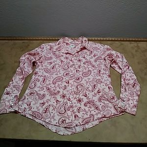 Cruel Girl Western Red/Pink Paisley Shirt L