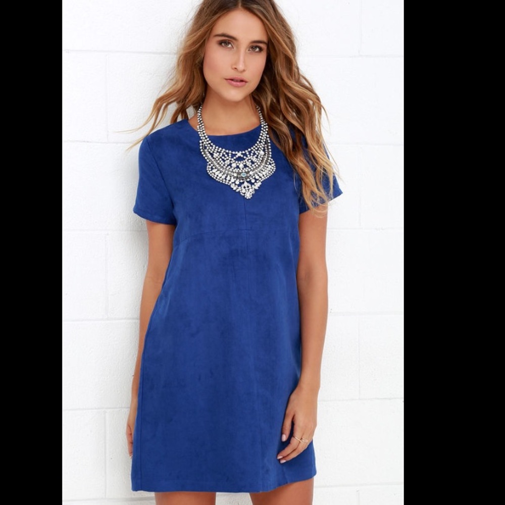 Lulu's suede shift dress cobalt XS