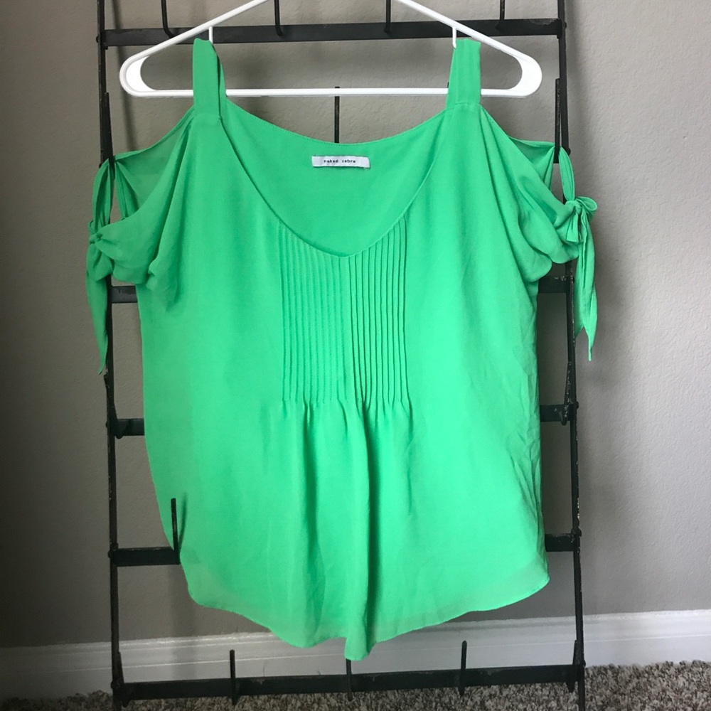 Green top with open shoulder