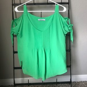 Green top with open shoulder