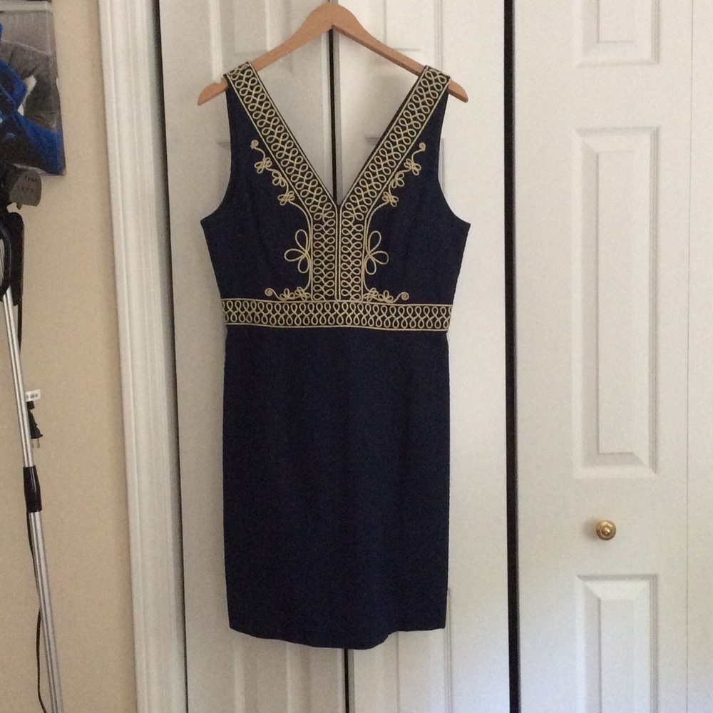 Lilly Pulitzer Adeline Shift.  Navy and Gold.  NWT
