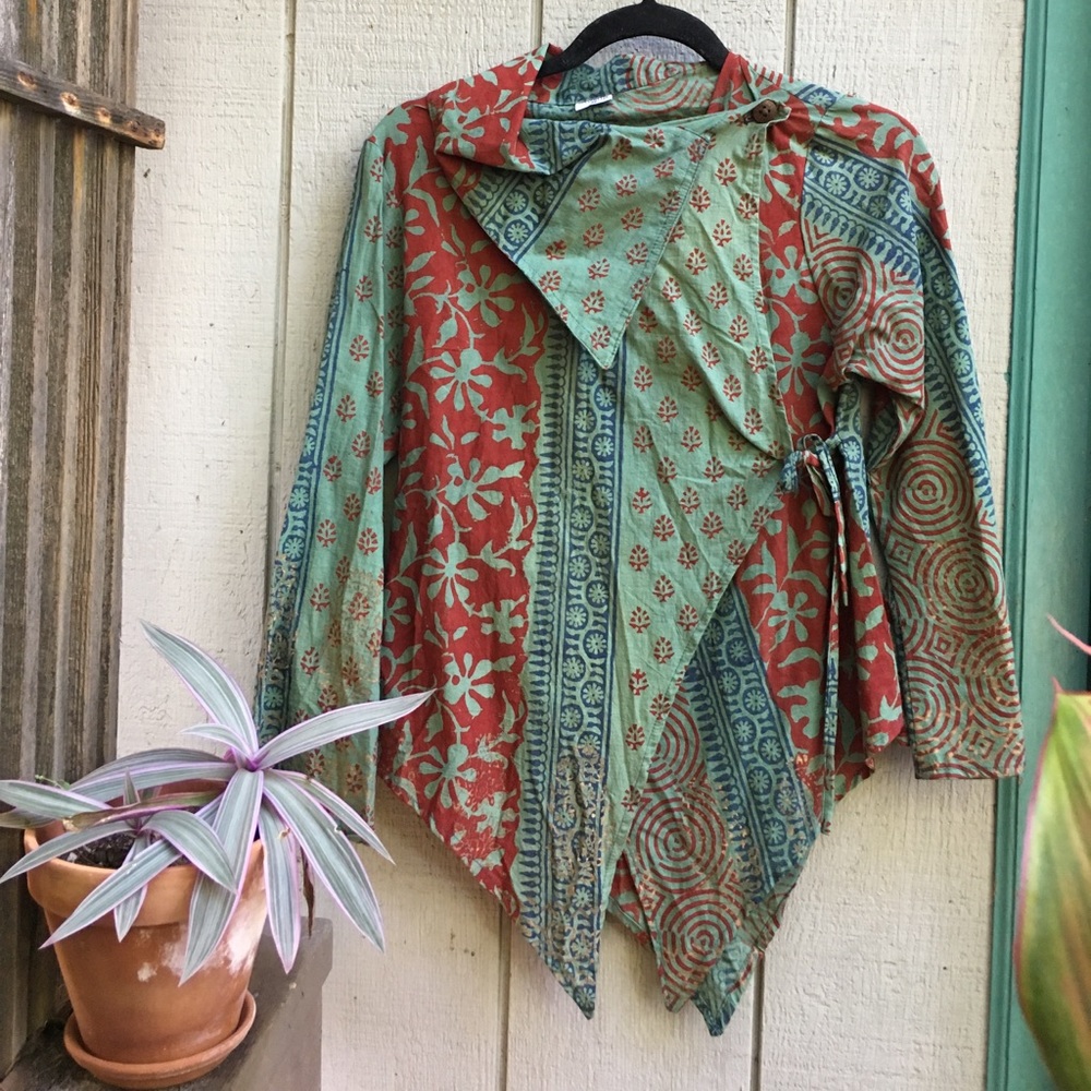 🌸SOLD🌸 India Handmade blockprinted top ❤️💙