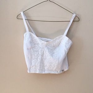 Hollister size XS white crop top w lace detailing