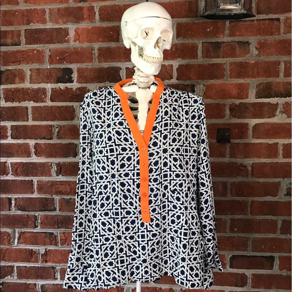 Umgee USA Women's blue geometric shirt SIZE LARGE