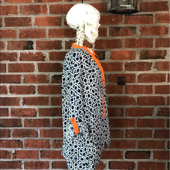 Umgee USA Women's blue geometric shirt SIZE LARGE - Picture 5 of 6