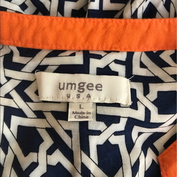 Umgee USA Women's blue geometric shirt SIZE LARGE - Picture 6 of 6